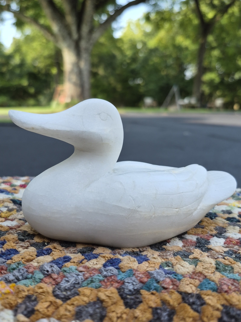 Vintage White Marble Duck Figurine